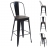 Set 4x sgabelli con schienale bistrot design industriale HWC-A73 legno metallo verniciato nero